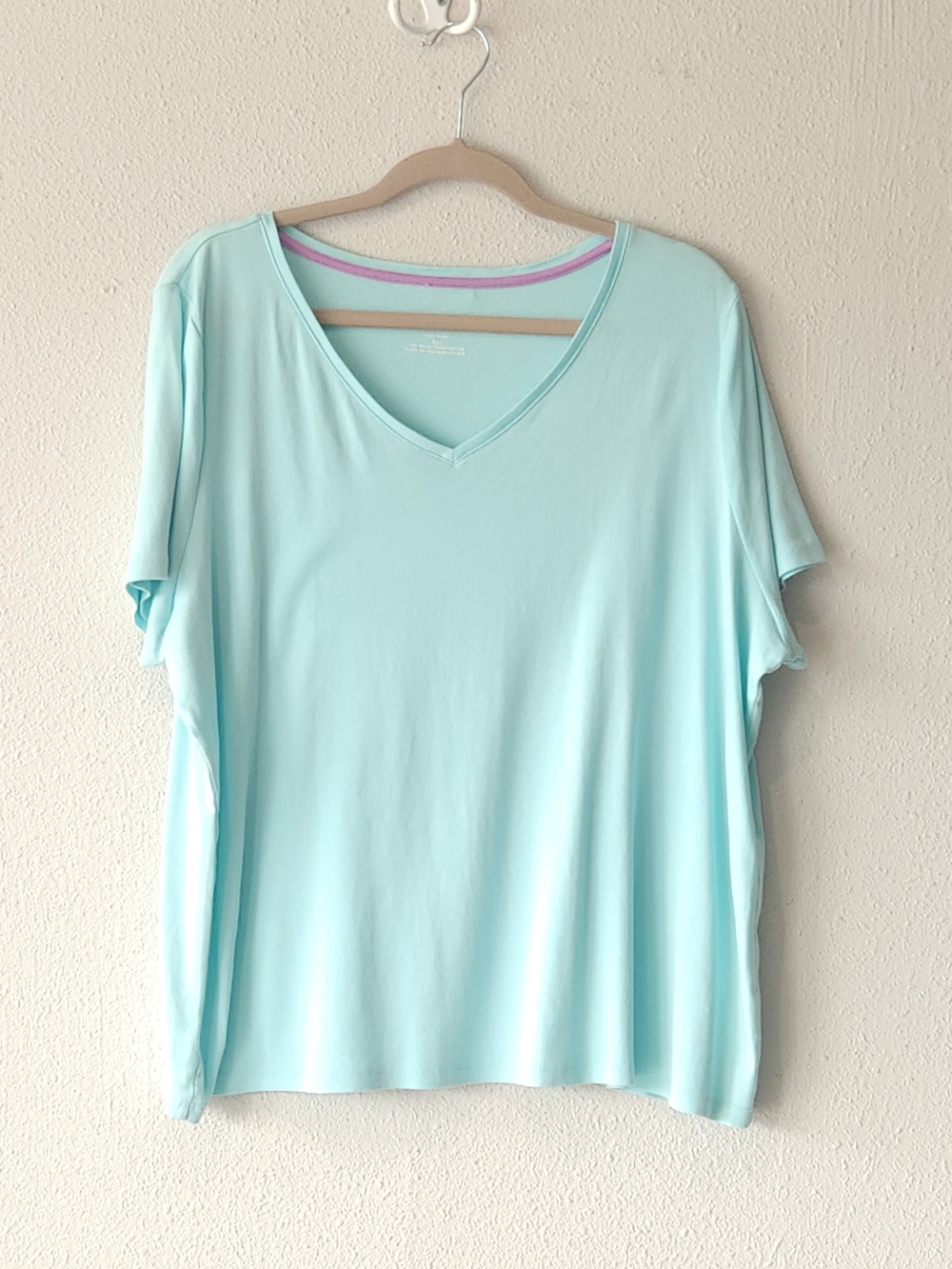 Talbots Pale Mint Aqua V-Neck Short Sleeve Tee PLUS SIZE PETITE 3XP